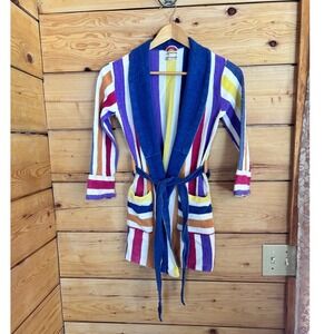 Vintage Terry Cloth Robe Kids Small Rainbow Striped 70s Cotton Hungary Triton